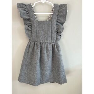 ZARA Kids Girls Grey Wool blend Ruffle Pinafore Dress Toddler Size 2T 3T